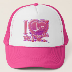 Casquette J'aime mes amis rose/violet - cœur