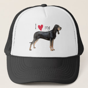 Casquette J'aime mon Coonhound noir et tan