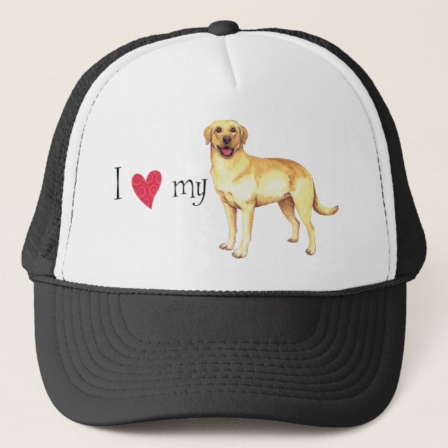 Casquette J'aime mon laboratoire jaune (Devant)