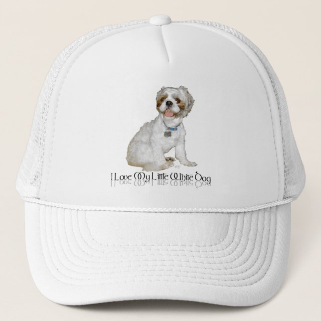 Casquette J'Aime Mon Petit Chien Blanc - Chih Tzu (Devant)