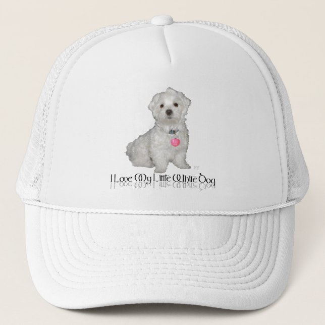 Casquette J'Aime Mon Petit Chien Blanc - Maltais ! (Devant)