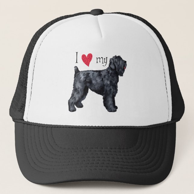 Casquette J'aime mon Terrier russe noir (Devant)
