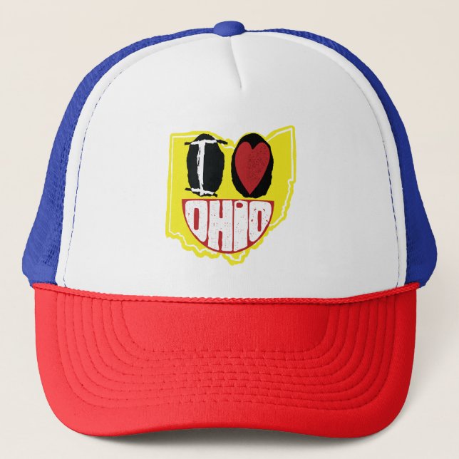Casquette J'Aime Ohio Sourire Un Visage Heureux (Devant)