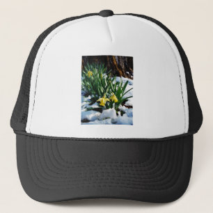 Casquette Jaune Daffodils fleurs dans la neige