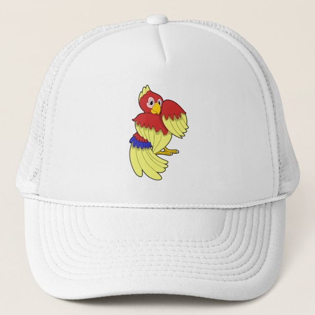 Casquette Jaune rouge perroquet (Devant)
