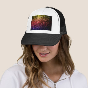 Casquette Jaune rouge violet faux paillettes scintillantes a