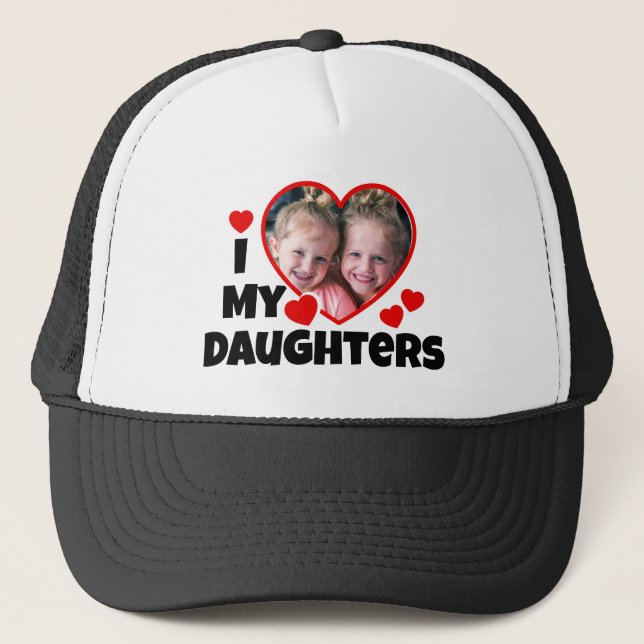 Casquette J'Coeur Mes Filles Photo Personnalisée (Devant)