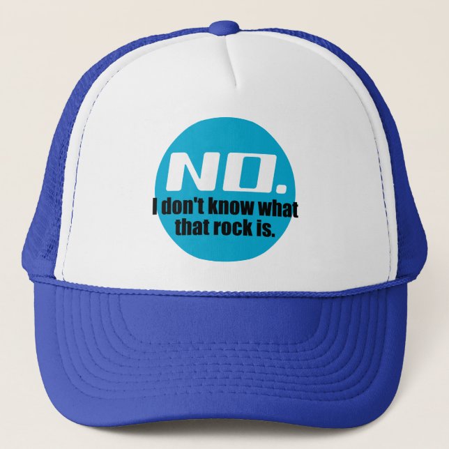 Casquette Je ne sais pas ce que ce rocher est (bleu) imprime (Devant)