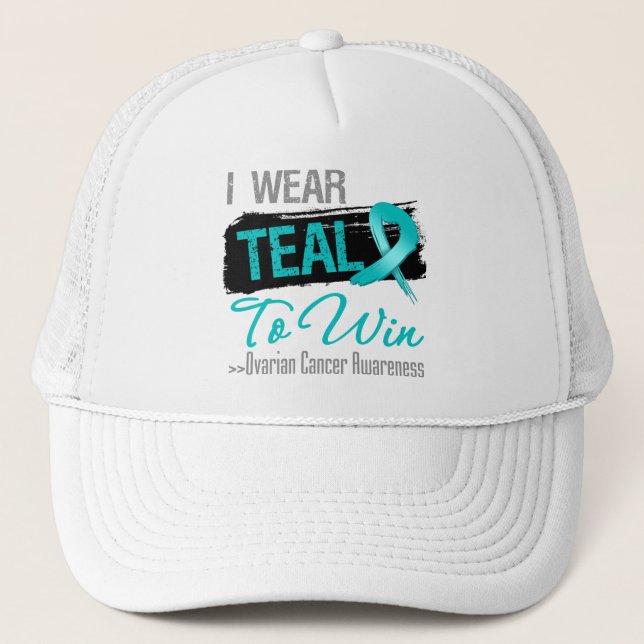 Casquette Je Porte Du Ruban Turquoise Pour Gagner - Cancer D (Devant)