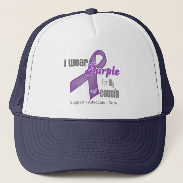 Casquette Je porte un ruban violet pour mon cousin (Devant)