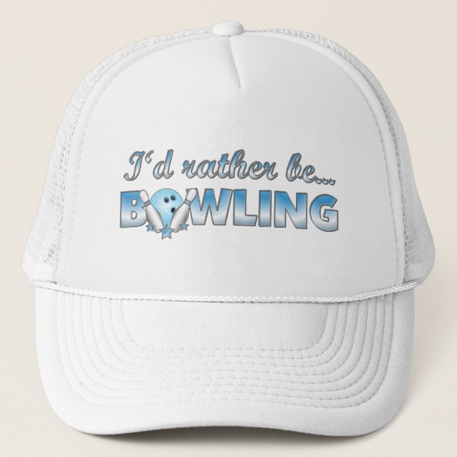 Casquette Je préférerais être BOWLING (Bleu) (Devant)