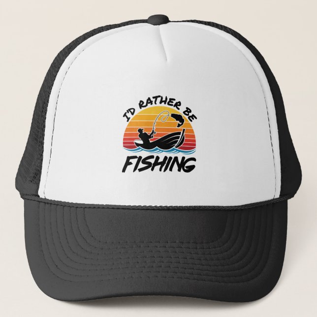 Casquette Je préférerais être la pêche Retro Sunset (Devant)