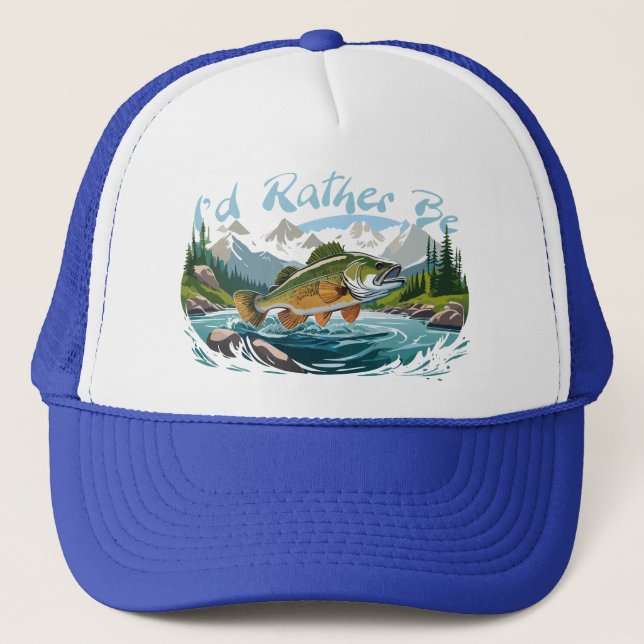 Casquette Je Préférerais Pêcher Petite Bouche Dans Mountain  (Devant)