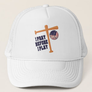 Casquette Je prie avant de jouer à Basebal Game
