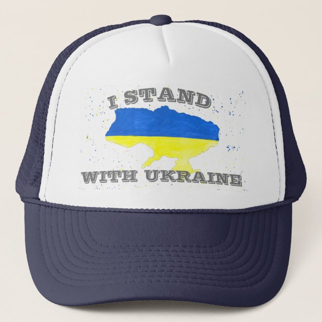 Casquette Je suis avec le drapeau ukrainien de l'Ukraine (Devant)