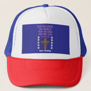 Casquette Jean 3:16 Dieu A Donné Son Fils Unique Croix Chrét