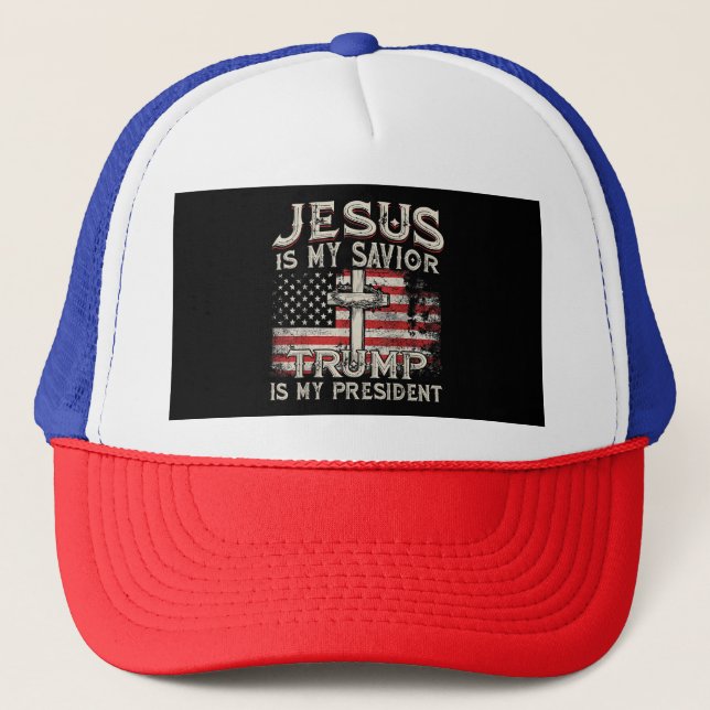 Casquette Jésus Est Mon Sauveur Trump Est Mon Président Amér (Devant)