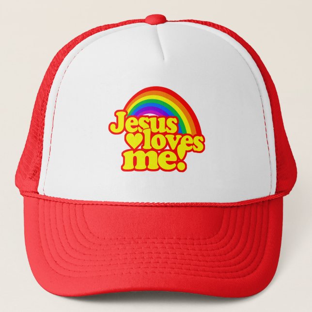 Casquette Jésus m'aime (avec l'arc-en-ciel) (Devant)