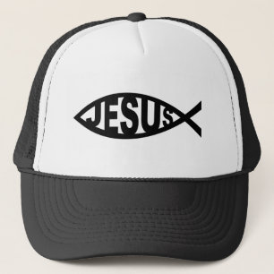 Casquette jésus poisson religion symbole église chistie text