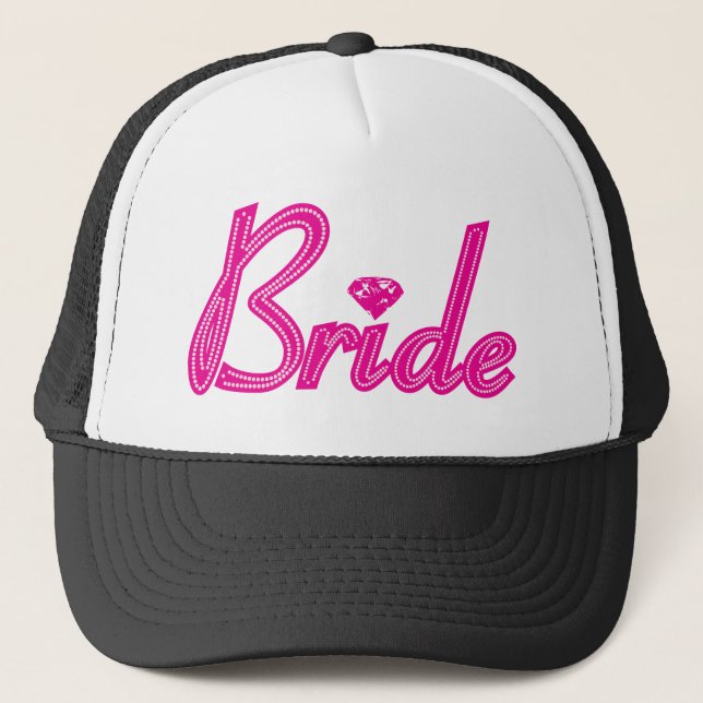 Casquette Jeune mariée avec Bling - rose (Devant)