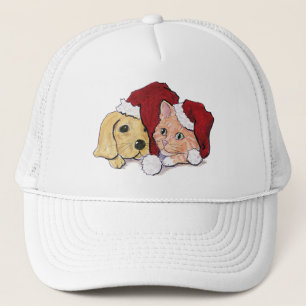 Casquette Joli Christmas Labrador Puppy et Orange Tabby