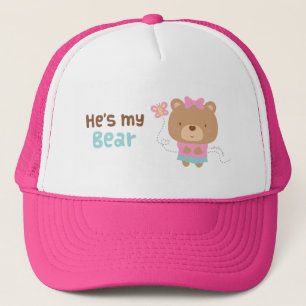 Casquette Joli Couple Amusant Femelle Ours et Papillon