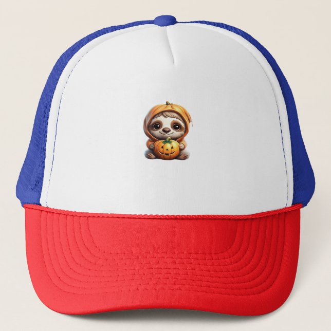 Casquette Joli fentes avec Citrouille Halloween Dessin Vecto (Devant)