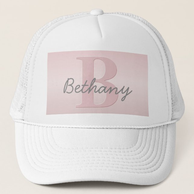 Casquette Joli Monogramme rose personnalisable et votre nom  (Devant)