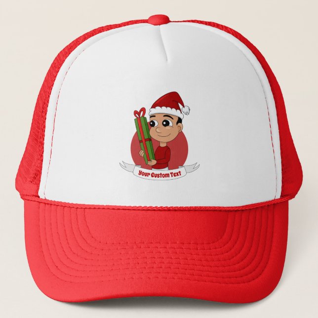 Casquette Joli Noël garçon dessin animé Trucker Chapeau (Devant)