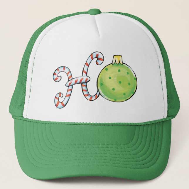 Casquette Joli Noël Ho Ho Ho, Sucres de canne Ornements (Devant)