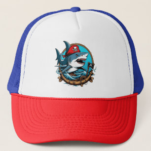 Casquette Joli requin pirate en bateau