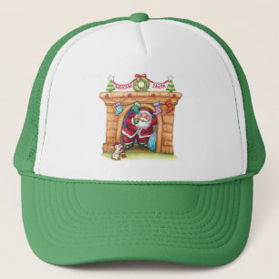 Casquette Jolie Caricature Jolly Santa Claus Descendre Chimn