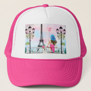 Casquette Jolie femme et ballon en forme de cœur rose - J'ai