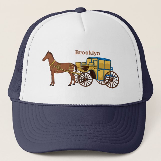 Casquette Jolie illustration de cheval et de calèche royale (Devant)