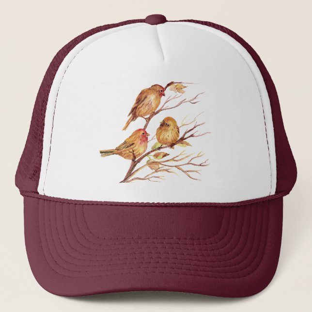 Casquette Jolie petite aquarelle Bruant Jardin Oiseaux (Devant)