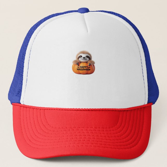 Casquette Jolie Sloth assise dans un Citrouille. Hauteur heu (Devant)