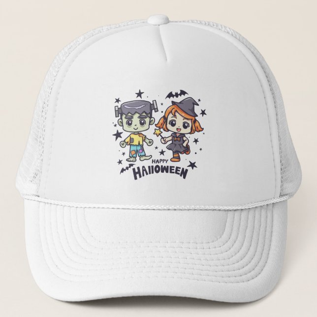 Casquette Jolie sorcière et Mischievous zombie garçon (Devant)