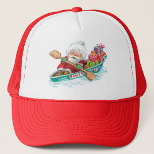 Casquette Jote Cartoon Jolly Santa Claus dans un bateau de r