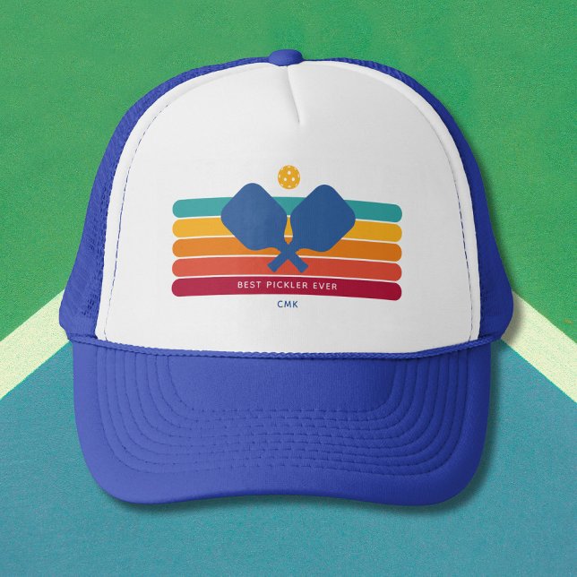 Casquette Joueur cool Retro Stripes Texte Personnalisé (Créateur téléchargé)