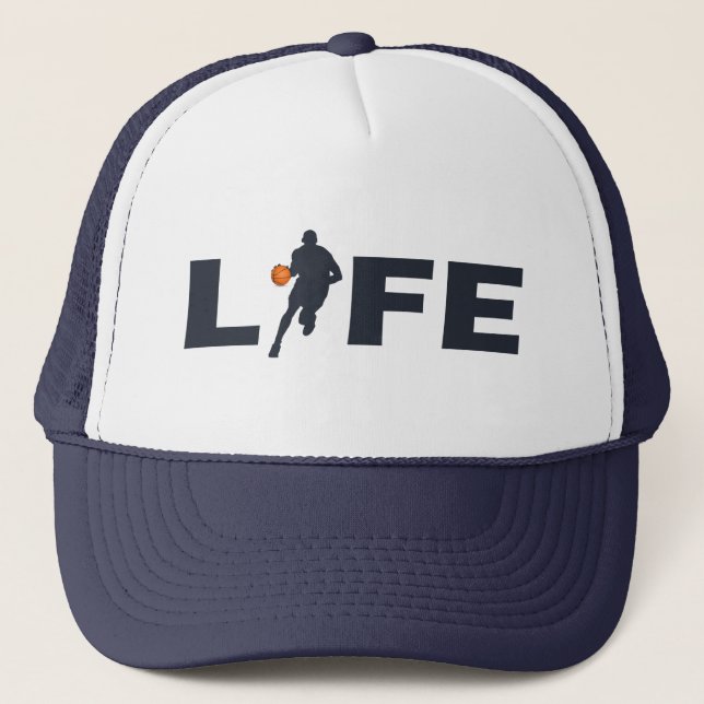 Casquette joueur de basket-ball dribble avec balle orange (Devant)