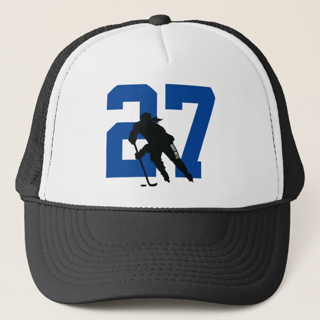 Casquette Joueuse de hockey sur mesure pour femmes noir et b (Devant)