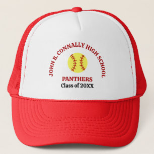 Casquette Joueuse de softball personnalisée au lycée rouge
