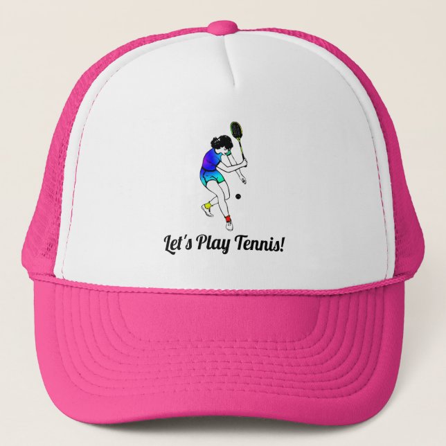 Casquette Joueuse de tennis féminine rétro avec texte (Devant)