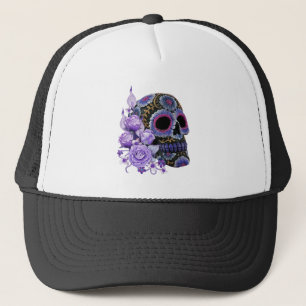 Casquette Jour De La Mort Du Crâne De Sucre Noir Violet Flor