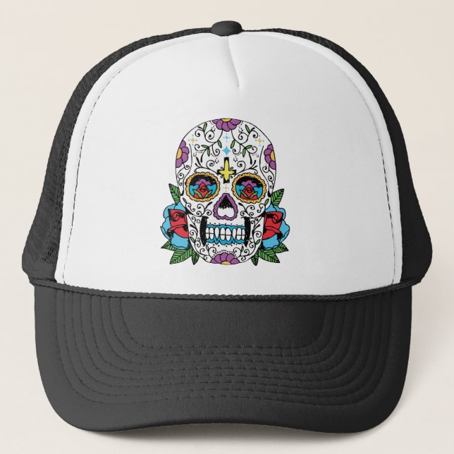 Casquette Jour du crâne mexicain mort (Devant)