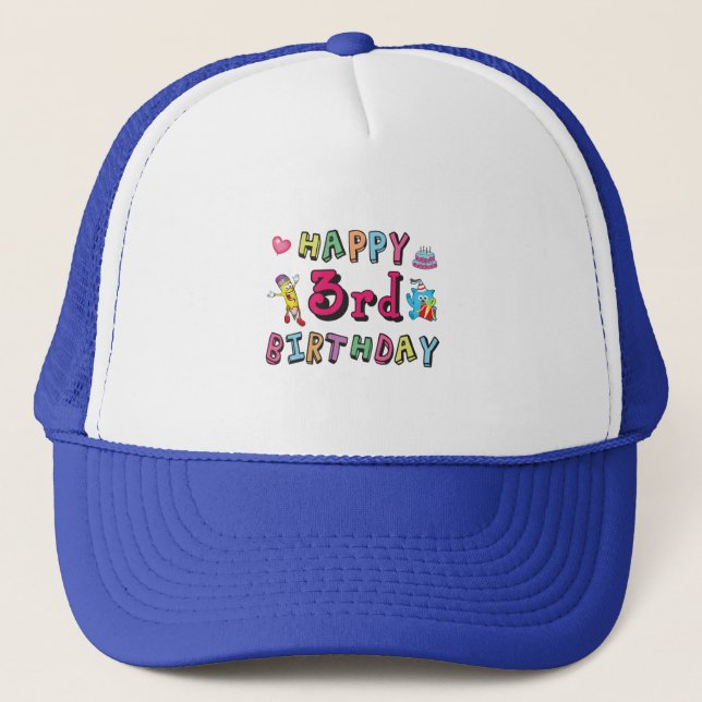 Casquette Joyeux 3e anniversaire 3 ans voeux b jour (Devant)