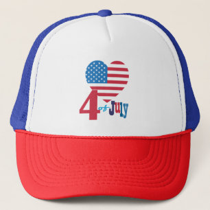 Casquette Joyeux 4 juillet américain Drapeau Motif de coeur