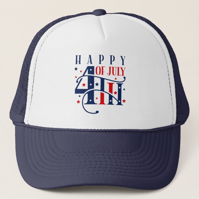 Casquette Joyeux 4 juillet rouge blanc et bleu (Devant)