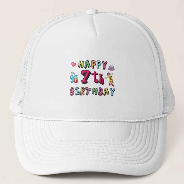Casquette Joyeux 7e anniversaire 7 ans souhaits (Devant)