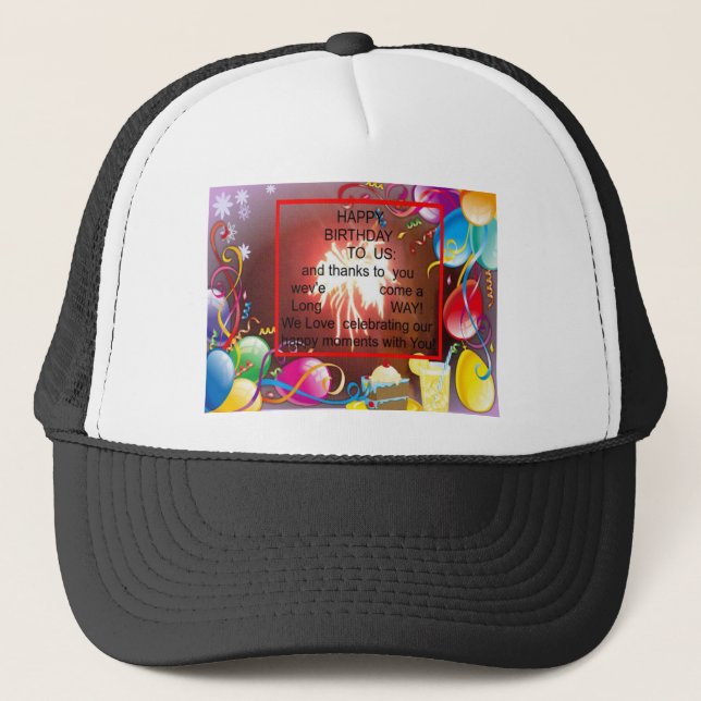 Casquette Joyeux anniversaire à nous Art Imprimer (Devant)